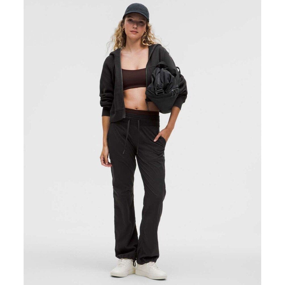 Lululemon Dance Studio Pants Size 12 Tall Black Mid-Rise Pockets Ruched LW5GNQT